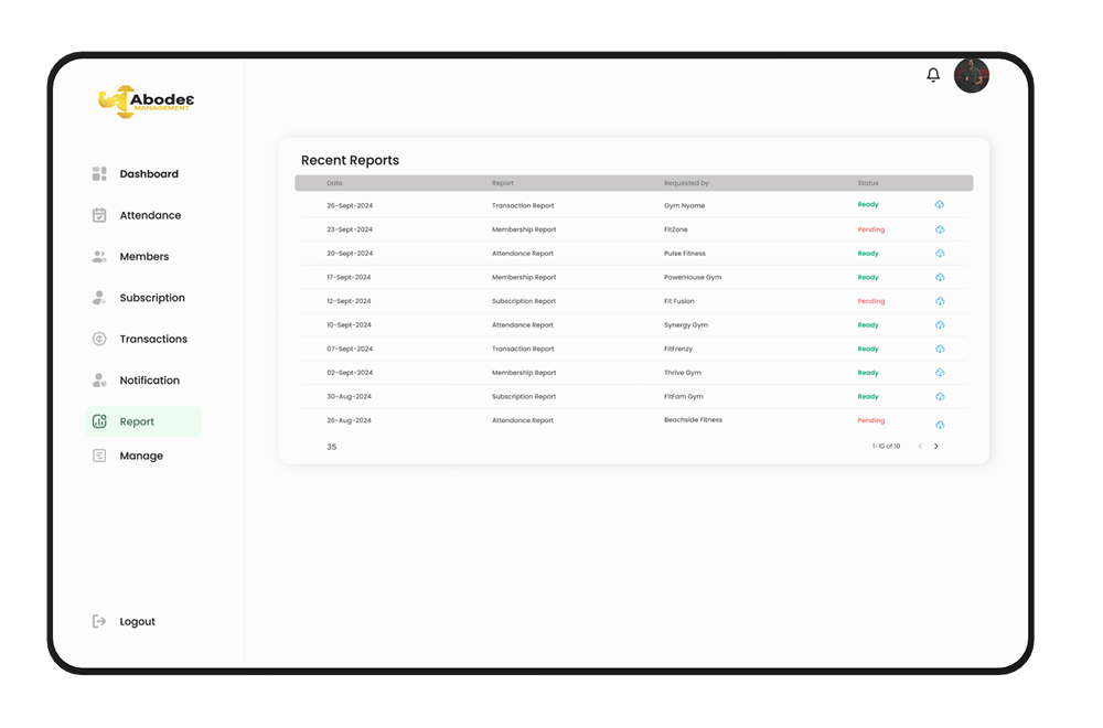 Reports and analytics dashboard